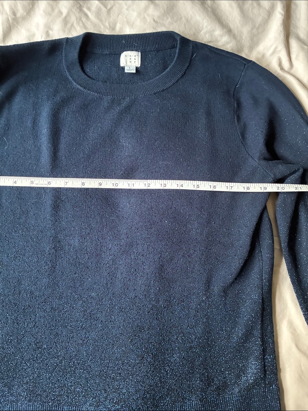 A new day Shimmer Holiday dark navy crewneck sweater